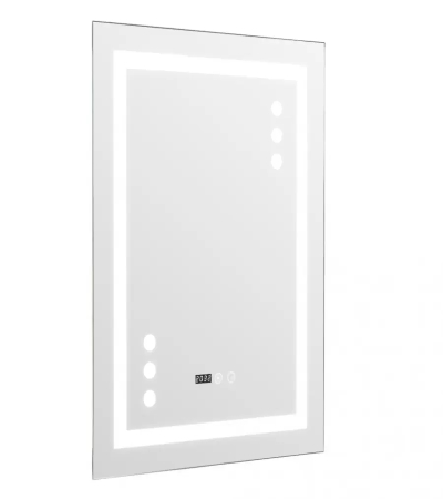 Oglinda LED Touch cu Functie Dezaburire si Ceas 60x80 cm