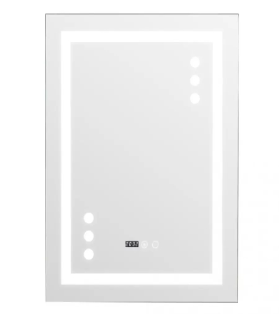 Oglinda LED Touch cu Functie Dezaburire si Ceas 60x80 cm