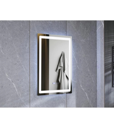 Oglindă LED Touch cu Sistem Dezaburire și Ceas, 80x60cm