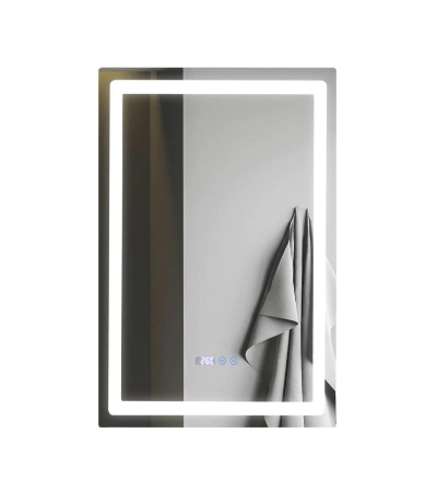 Oglindă LED Touch cu Sistem Dezaburire și Ceas, 80x60cm
